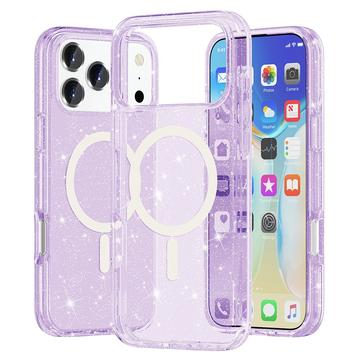 iPhone 17 Pro Stylish Glitter Series Hybrid Cover - MagSafe kompatibel - Lilla
