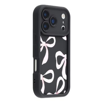 iPhone 17 Pro Stilfuldt stødsikkert TPU cover med forhøjede kanter - sort / stor sløjfe
