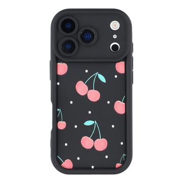 iPhone 17 Pro Stilfuldt stødsikkert TPU cover med forhøjede kanter - Sort / Kirsebær