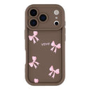 iPhone 17 Pro Stilfuldt stødsikkert TPU cover med forhøjede kanter - Brun / Sløjfe