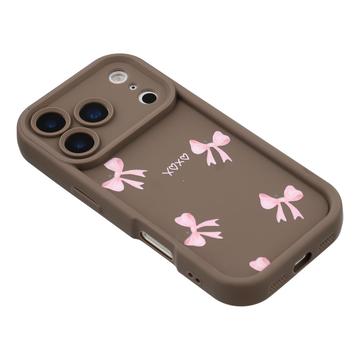 iPhone 17 Pro Stilfuldt stødsikkert TPU cover med forhøjede kanter - Brun / Sløjfe