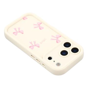 iPhone 17 Pro Stilfuldt stødsikkert TPU cover med forhøjede kanter - hvid / sløjfe