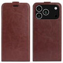 iPhone 17 Pro Vertikal Flip Etui med Kortholder - Brun