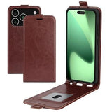 iPhone 17 Pro Vertikal Flip Etui med Kortholder - Brun