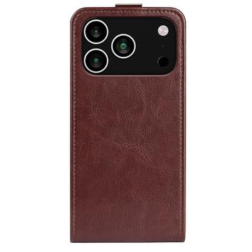 iPhone 17 Pro Vertikal Flip Etui med Kortholder - Brun