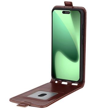 iPhone 17 Pro Vertikal Flip Etui med Kortholder - Brun