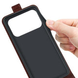 iPhone 17 Pro Vertikal Flip Etui med Kortholder - Brun