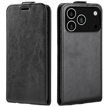 iPhone 17 Pro Vertikal Flip Etui med Kortholder - Sort