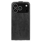 iPhone 17 Pro Vertikal Flip Etui med Kortholder - Sort