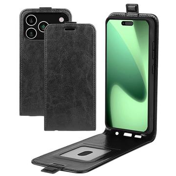 iPhone 17 Pro Vertikal Flip Etui med Kortholder - Sort