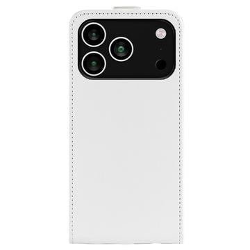 iPhone 17 Pro Vertikal Flip Etui med Kortholder - Hvid