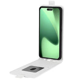iPhone 17 Pro Vertikal Flip Etui med Kortholder - Hvid