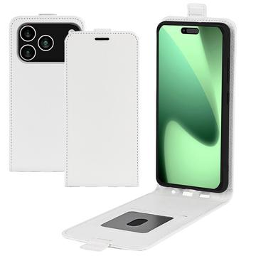 iPhone 17 Pro Vertikal Flip Etui med Kortholder - Hvid