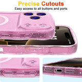 iPhone 17 Pro Wave-Edge Laser Glitter MagSafe Cover - Gennemsigtig pink