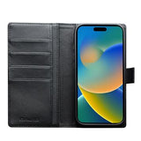 iPhone 17 Qialino 2-i-1 aftagelig pung læderetui - MagSafe-kompatibel - Sort