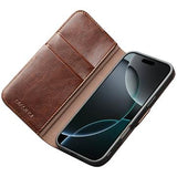 iPhone 17 Qialino Classic Læderpung - Mørkebrun