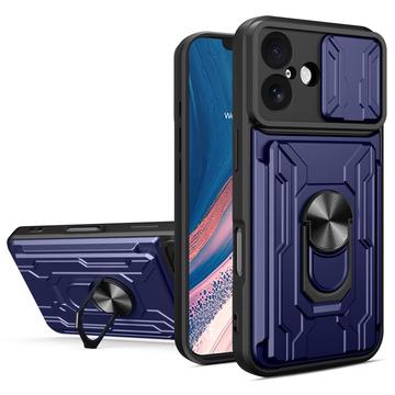 iPhone 17 Roterende Ring Hybrid Cover med Kameraskjold - Blå