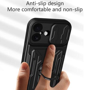 iPhone 17 Roterende Ring Hybrid Cover med Kameraskjold - Blå