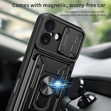 iPhone 17 Roterende Ring Hybrid Cover med Kameraskjold - Blå