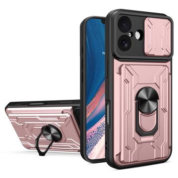 iPhone 17 Roterende Ring Hybrid Cover med Kameraskjold - Rødguld