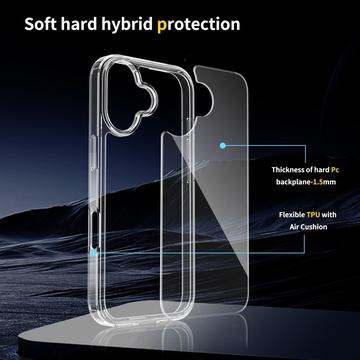 iPhone 17 Ridsefast Hybrid Cover - Gennemsigtig