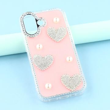 iPhone 17 Funklende Kærlighed og Perle Hybrid Cover - Pink