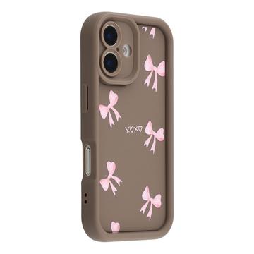 iPhone 17 Stilfuldt stødsikkert TPU cover med forhøjede kanter - Brun / Sløjfe