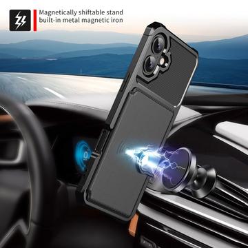 iPhone 17 TPU Cover med Kortholder - Sort