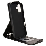 iPhone 17 lodret flip-etui med stativ - sort