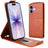iPhone 17 lodret flip-etui med stativ - Brun
