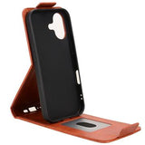 iPhone 17 lodret flip-etui med stativ - Brun