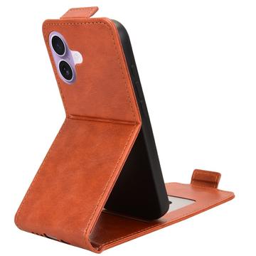 iPhone 17 lodret flip-etui med stativ - Brun