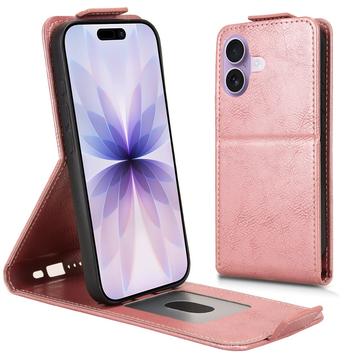 iPhone 17 lodret flip-etui med stativ - rosaguld