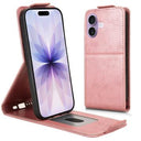 iPhone 17 lodret flip-etui med stativ - rosaguld