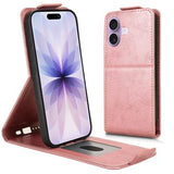 iPhone 17 lodret flip-etui med stativ - rosaguld