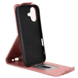 iPhone 17 lodret flip-etui med stativ - rosaguld