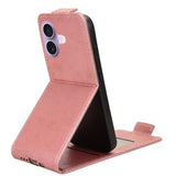 iPhone 17 lodret flip-etui med stativ - rosaguld