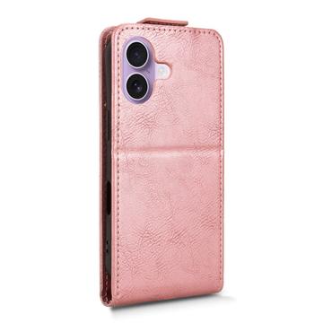 iPhone 17 lodret flip-etui med stativ - rosaguld