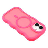 iPhone 17 Bølgekant magnetisk hybrid cover - hot pink