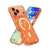 iPhone 18 Pro Max Stylish Glitter Series Hybrid Cover - MagSafe kompatibel - Orange