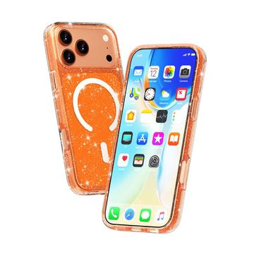 iPhone 18 Pro Max Stylish Glitter Series Hybrid Cover - MagSafe kompatibel - Orange