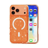 iPhone 18 Pro Max Stylish Glitter Series Hybrid Cover - MagSafe kompatibel - Orange