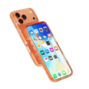 iPhone 18 Pro Max Stylish Glitter Series Hybrid Cover - MagSafe kompatibel - Orange