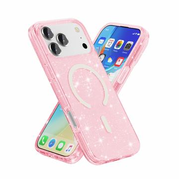 iPhone 18 Pro Max Stylish Glitter Series Hybrid Cover - MagSafe kompatibel - Pink