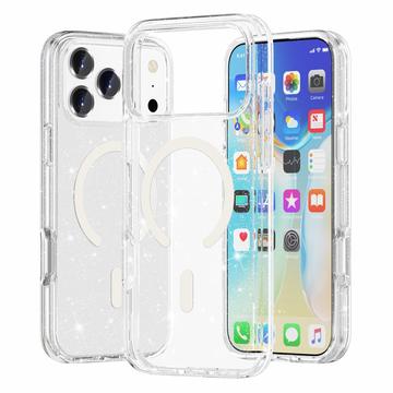 iPhone 18 Pro Max Stylish Glitter Series Hybrid Cover - MagSafe kompatibel - Hvid