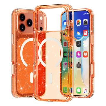 iPhone 18 Pro Stylish Glitter Series Hybrid Cover - MagSafe kompatibel - Orange