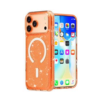 iPhone 18 Pro Stylish Glitter Series Hybrid Cover - MagSafe kompatibel - Orange