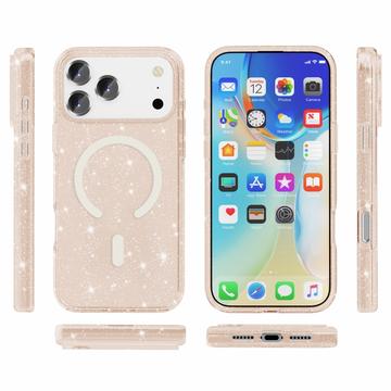 iPhone 18 Pro Stylish Glitter Series Hybrid Cover - MagSafe kompatibel - Guld