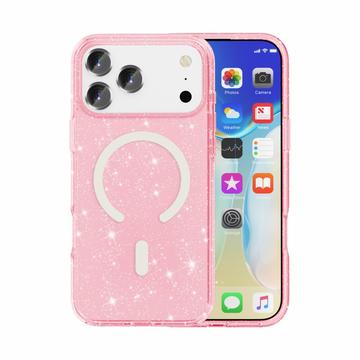 iPhone 18 Pro Stylish Glitter Series Hybrid Cover - MagSafe kompatibel - Pink