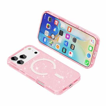 iPhone 18 Pro Stylish Glitter Series Hybrid Cover - MagSafe kompatibel - Pink
